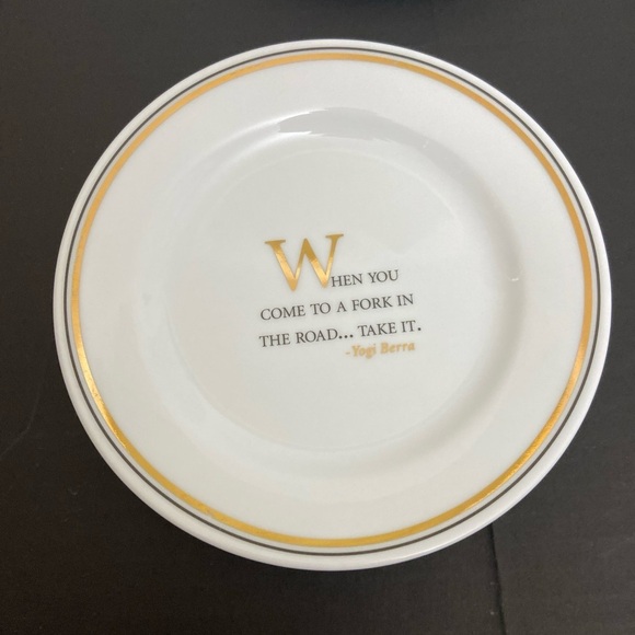 Restoration Hardware Plates Dessert Appetizer 7" D Famous Quotes White & Gold - Picture 5 of 10